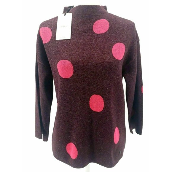 ANTHROPOLOGIE NUMPH Metallic Large Polka Dot Pullover Sweater 3/4 Sleeve - Picture 2 of 8
